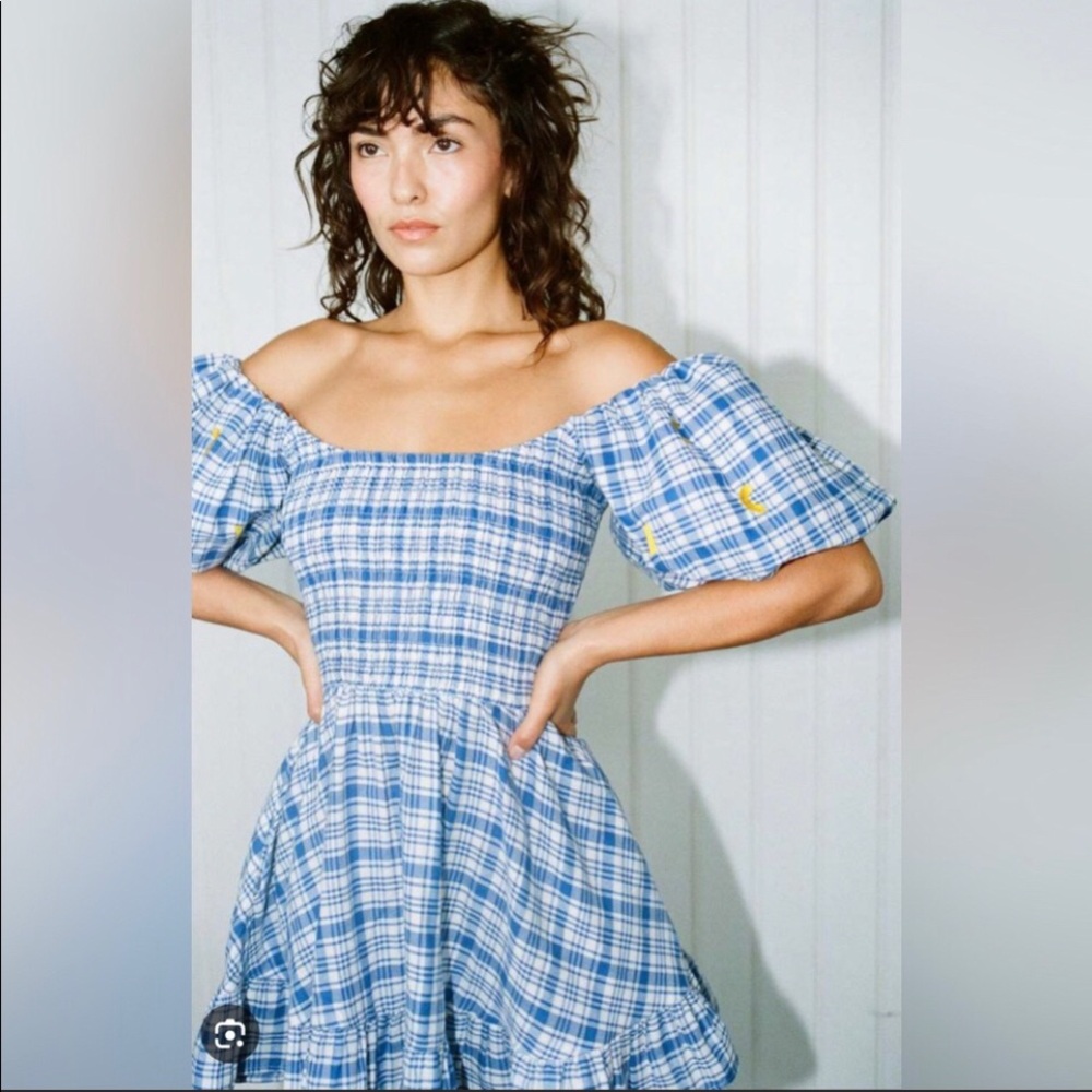 Fashion Brand Company Penelope Gazin Macaroni Salad Smocked Mini Gingham dress - Picture 2 of 3